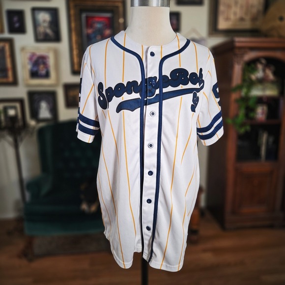 Nickelodeon Spongebob Squarepants Baseball Jersey Button Up Shirt Adult M - Picture 3 of 8